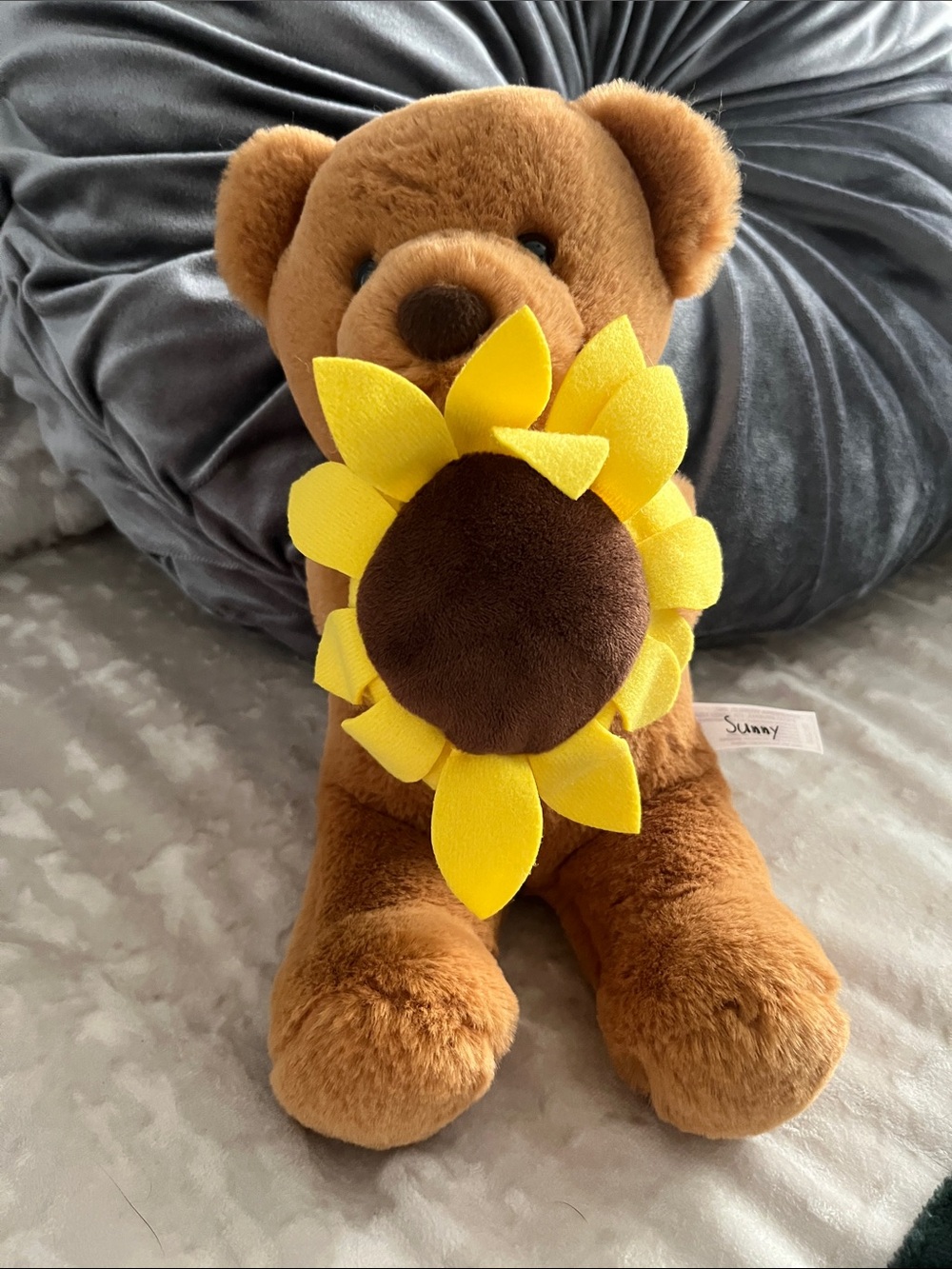 Brown Bear Plush Toy with Yellow Sunflower - Picture 1 of 2